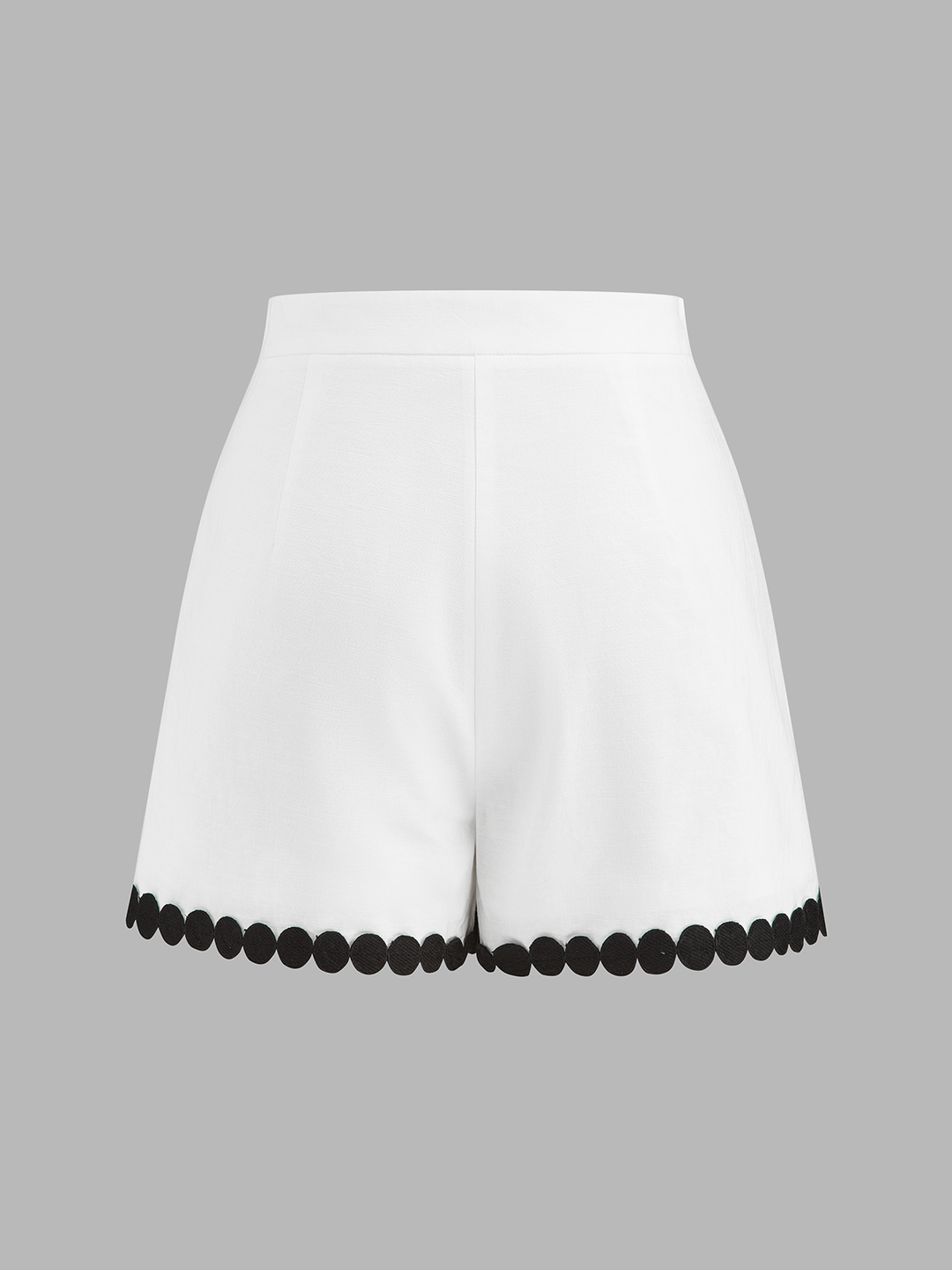 Circle Trim Cotton Linen Two Piece Shorts Set