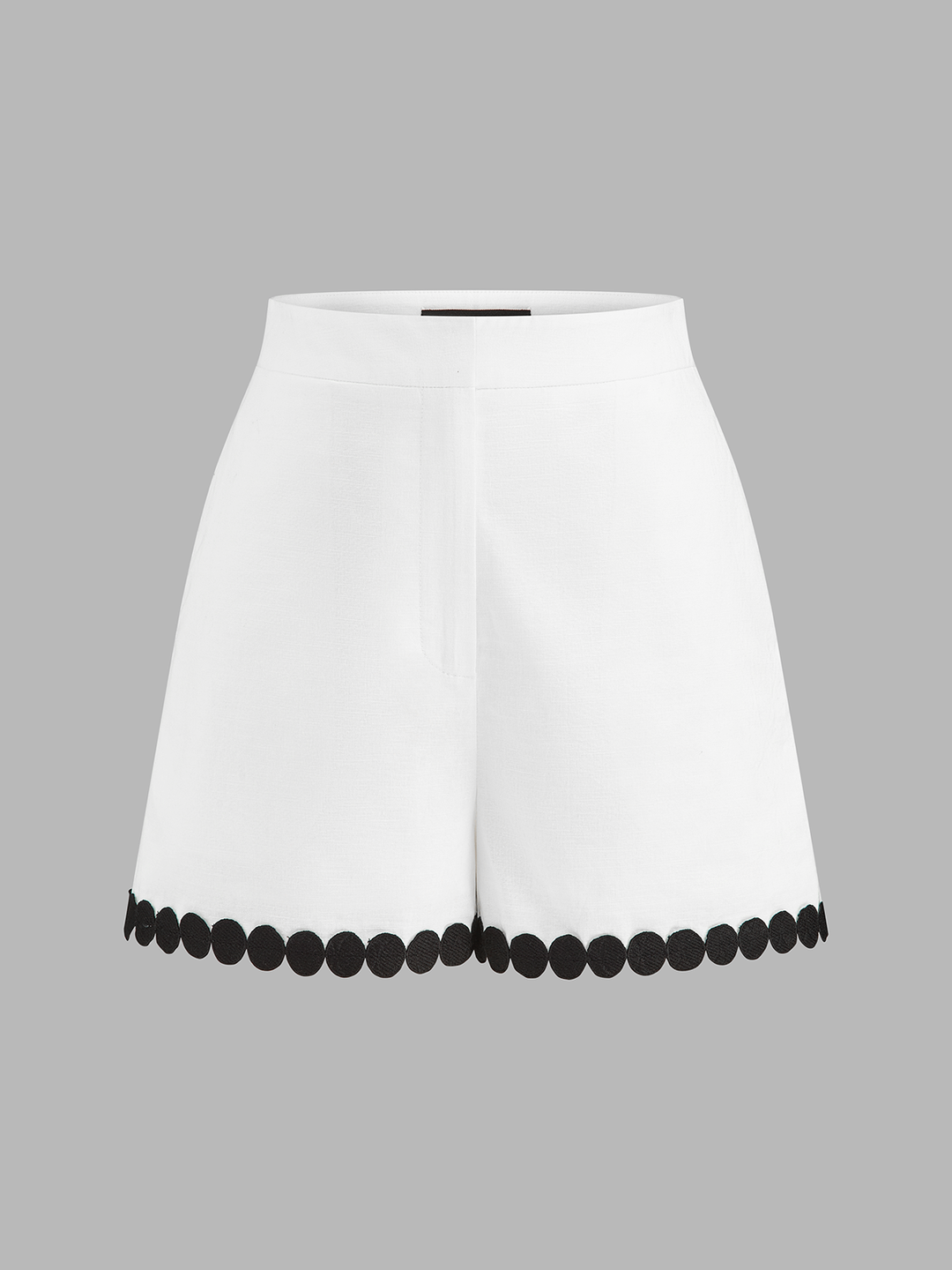 Circle Trim Cotton Linen Two Piece Shorts Set