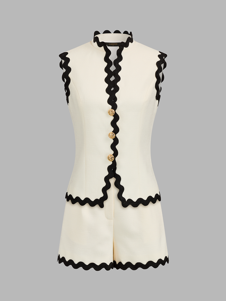 Scallop Trim Two Piece Shorts Set
