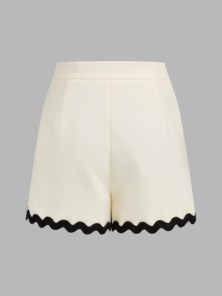 Scallop Trim Two Piece Shorts Set