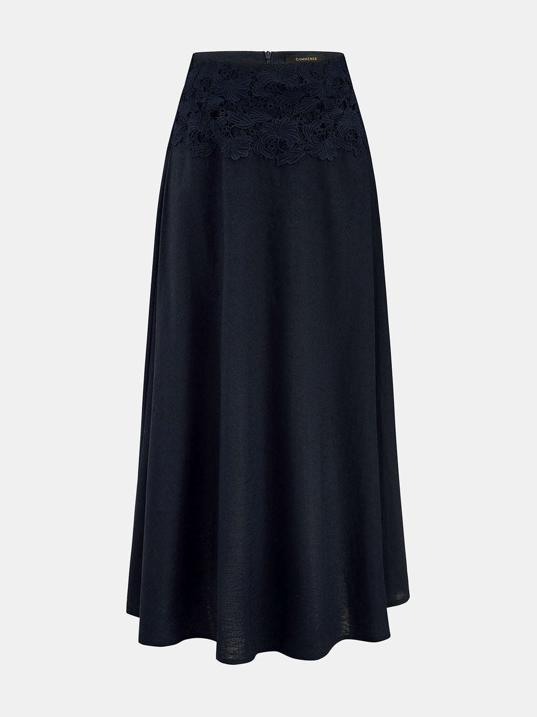 Cotton Linen Top & Lace Waist Skirt Set