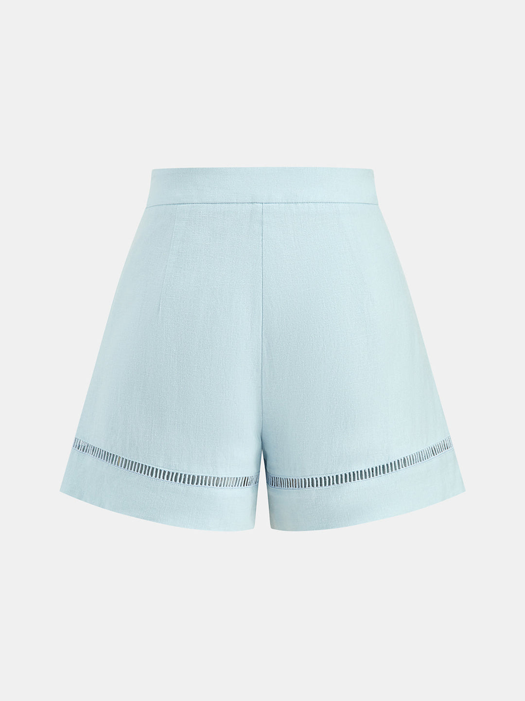 Hollow Linen Blend Two Piece Shorts Set