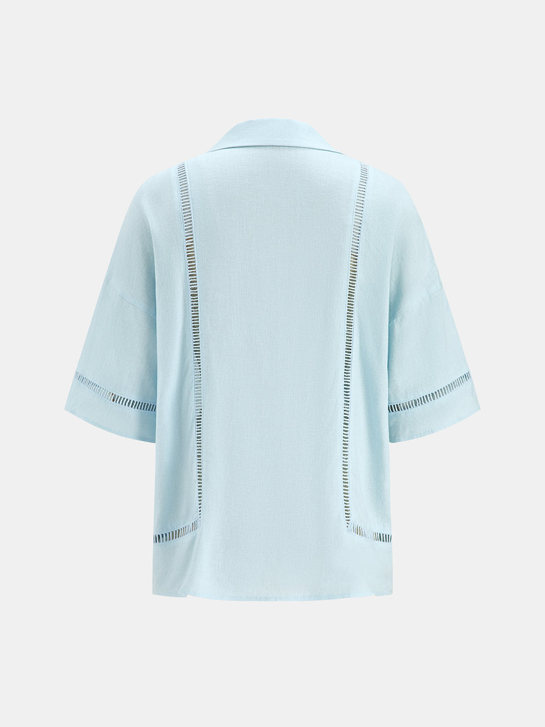 Hollow Linen Blend Two Piece Shorts Set