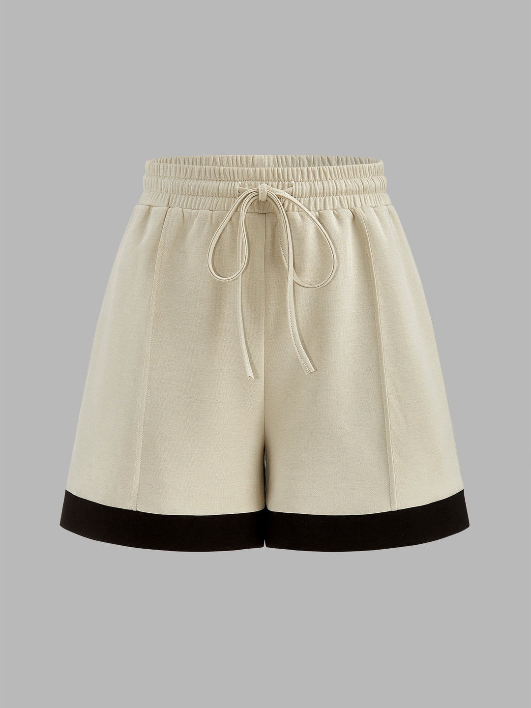 Contrast Trim V-Neck Top & Drawstring Shorts Set