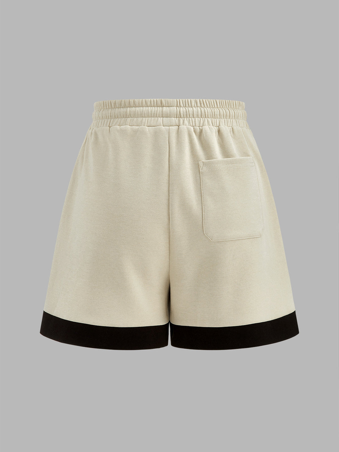 Contrast Trim V-Neck Top & Drawstring Shorts Set