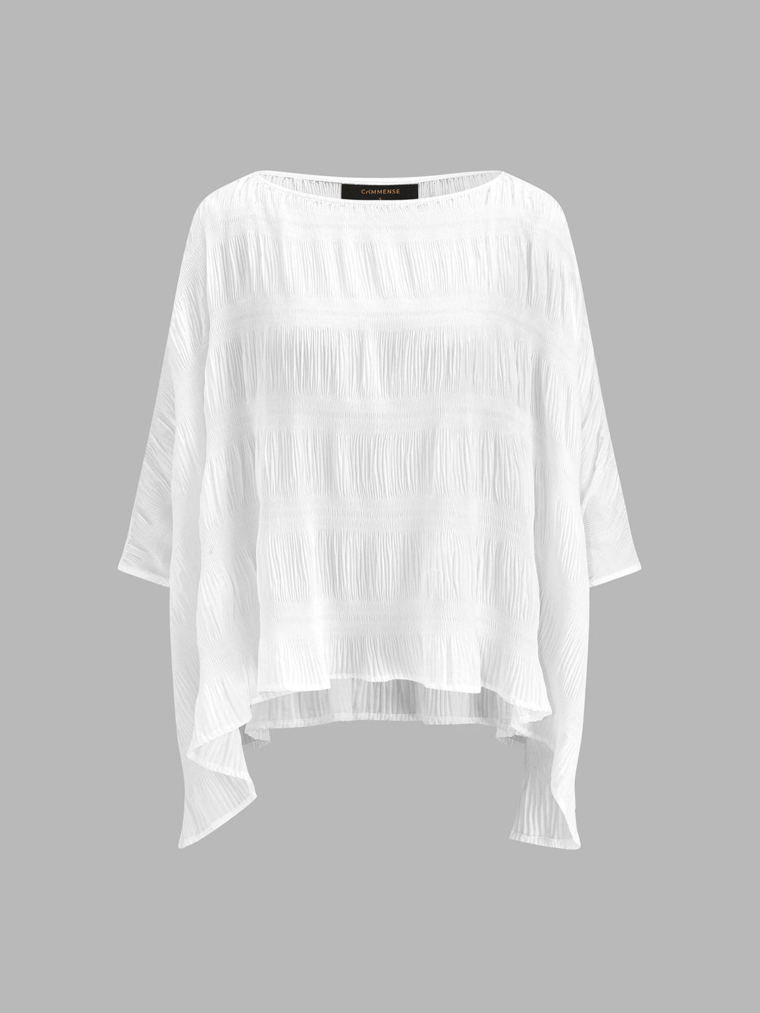 Textured Crinkle Oversized Asymmetric Hem Blouse